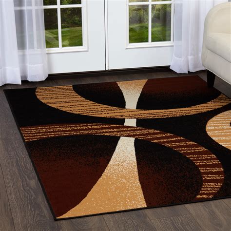 inexpensive brown area rug with border design 100 nylon